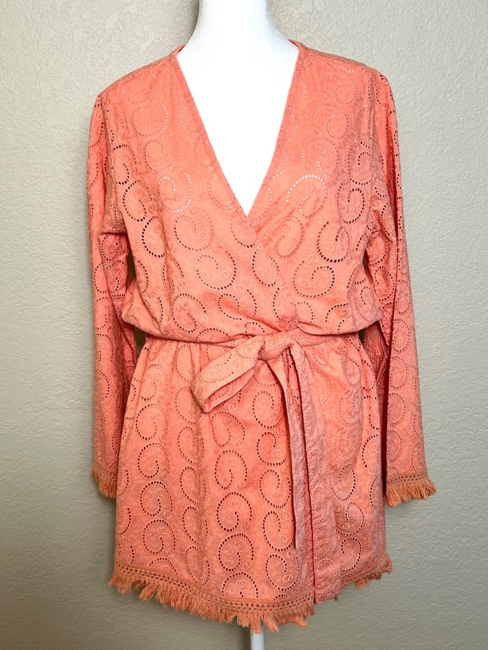 *FIRM PRICE* Melissa Odabash Eyelet Swirl Tie Front Cover-Up